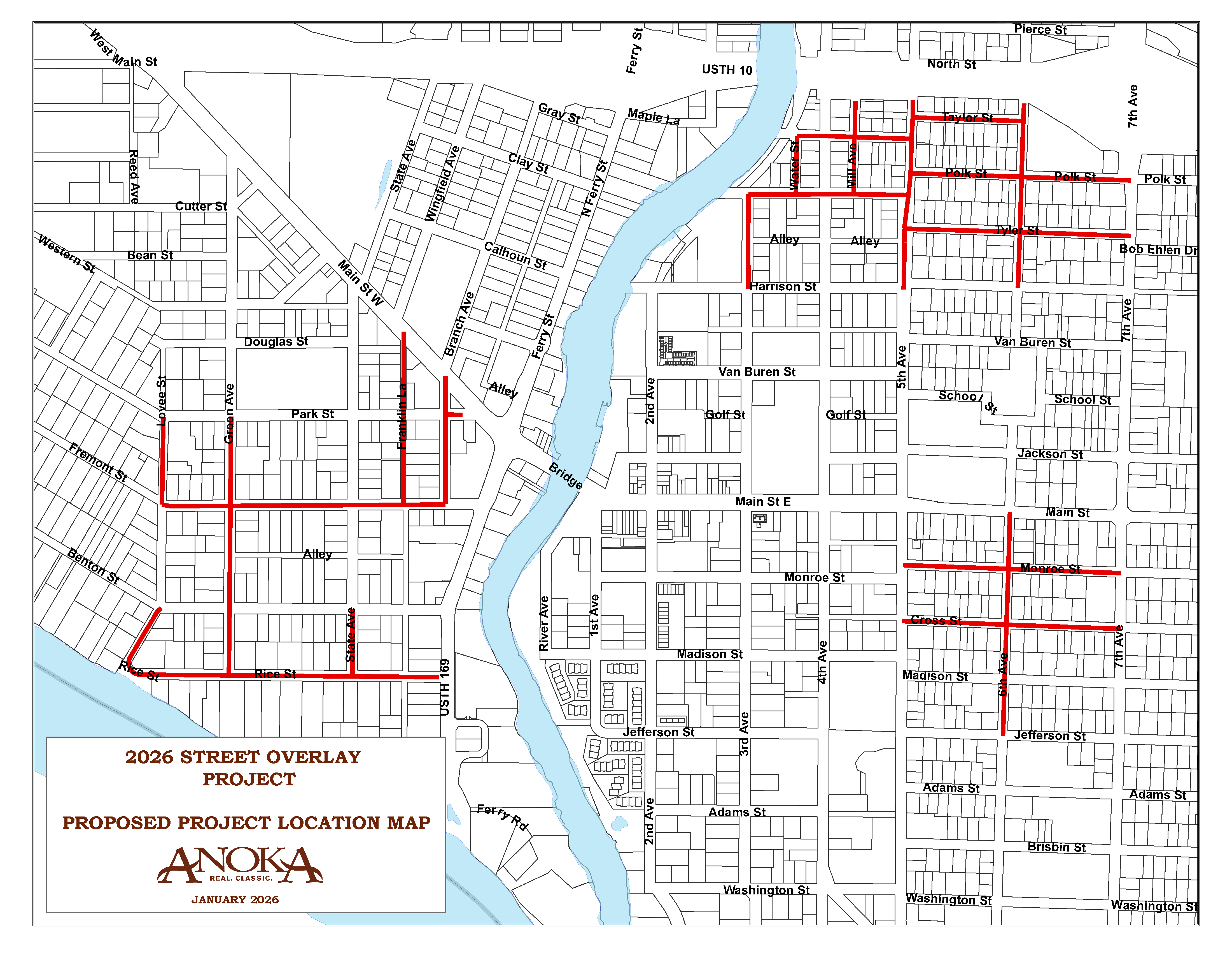 2026 Street Overlay Project Map